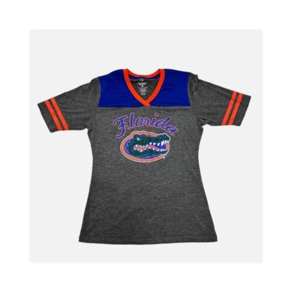 Florida Gators Womens V Neck T Shirt with Beaded Gator size Small - Picture 1 of 4